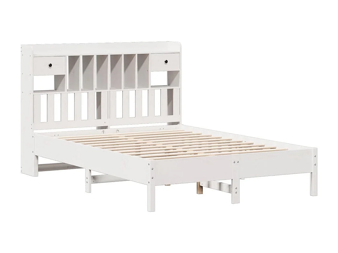 Bed met boekenkast zonder matras grenenhout wit 150x200 cm