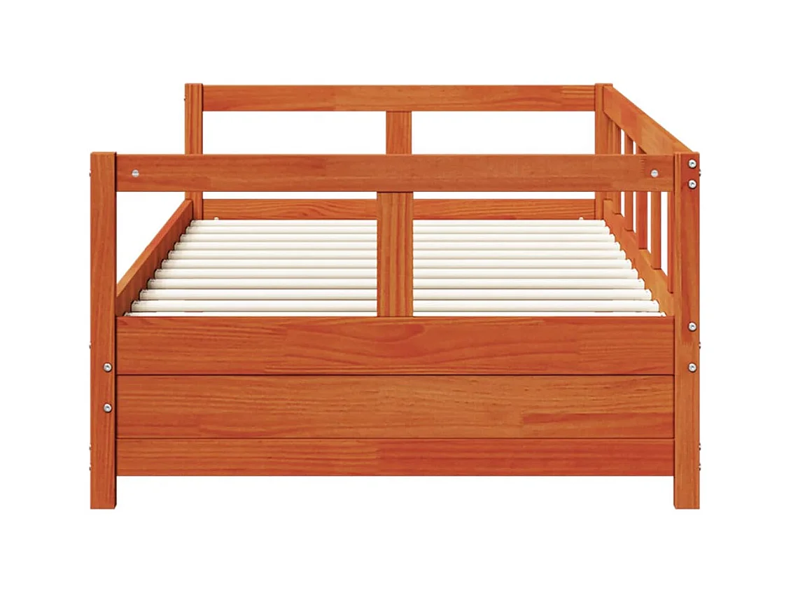 Sofá cama de madera maciza de pino marrón cera 80x200 cm