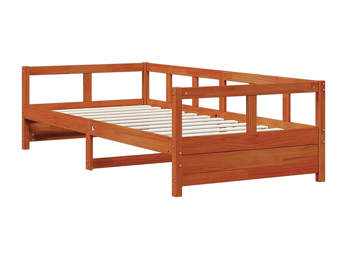 Sofá cama de madera maciza de pino marrón cera 80x200 cm