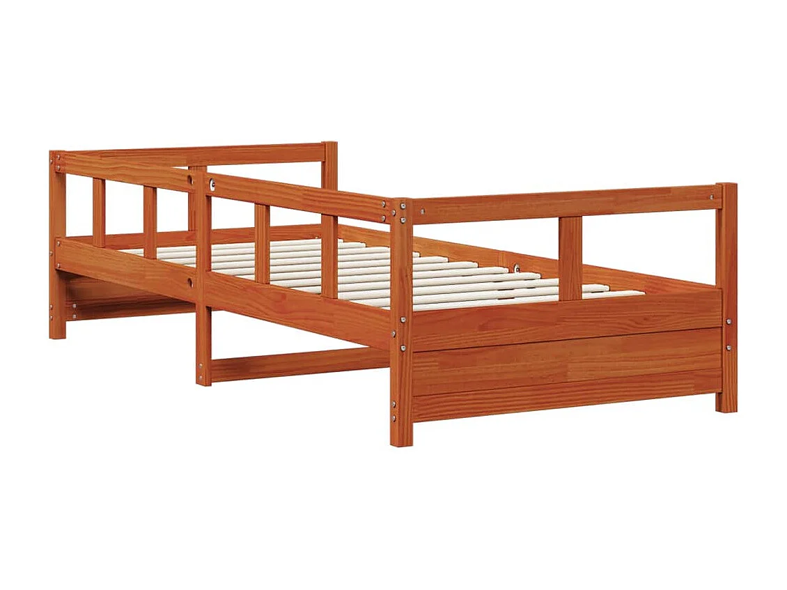 Sofá cama de madera maciza de pino marrón cera 80x200 cm