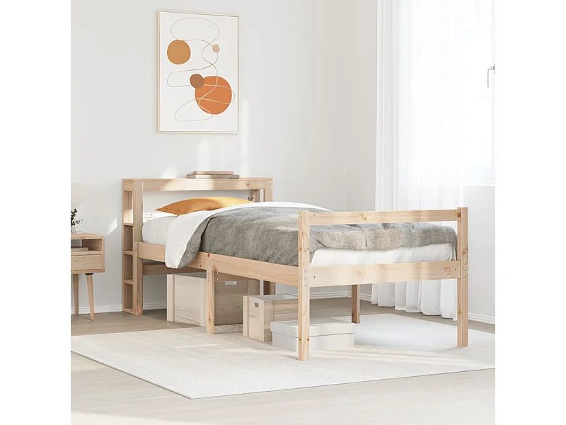 Cama personas mayores con cabecero madera maciza pino 90x190 cm