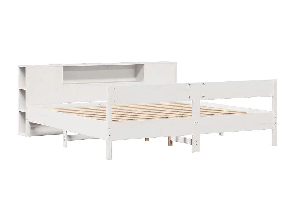 Cama com estante sem colchão 200x200 cm pinho maciço branco