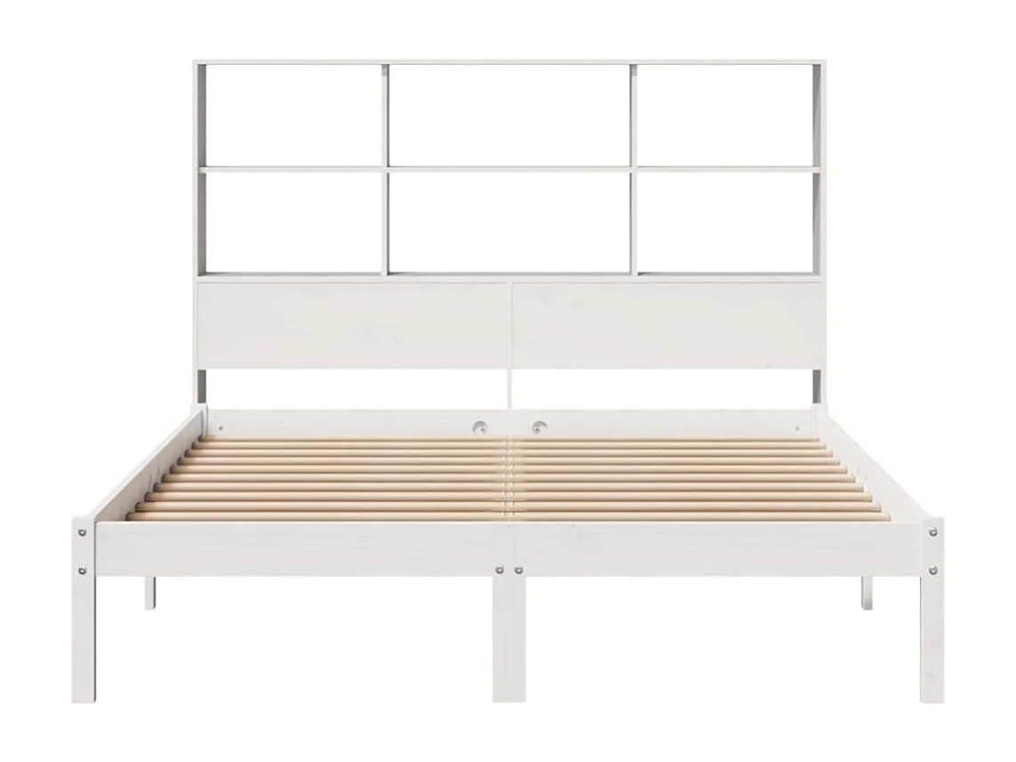 Bed met boekenkastukkenzonder matras grenenhout wit 160x200 cm