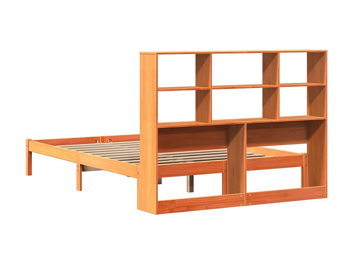 Bed met boekenkastukkenzonder matras grenenhout wasbruin 150x200 cm