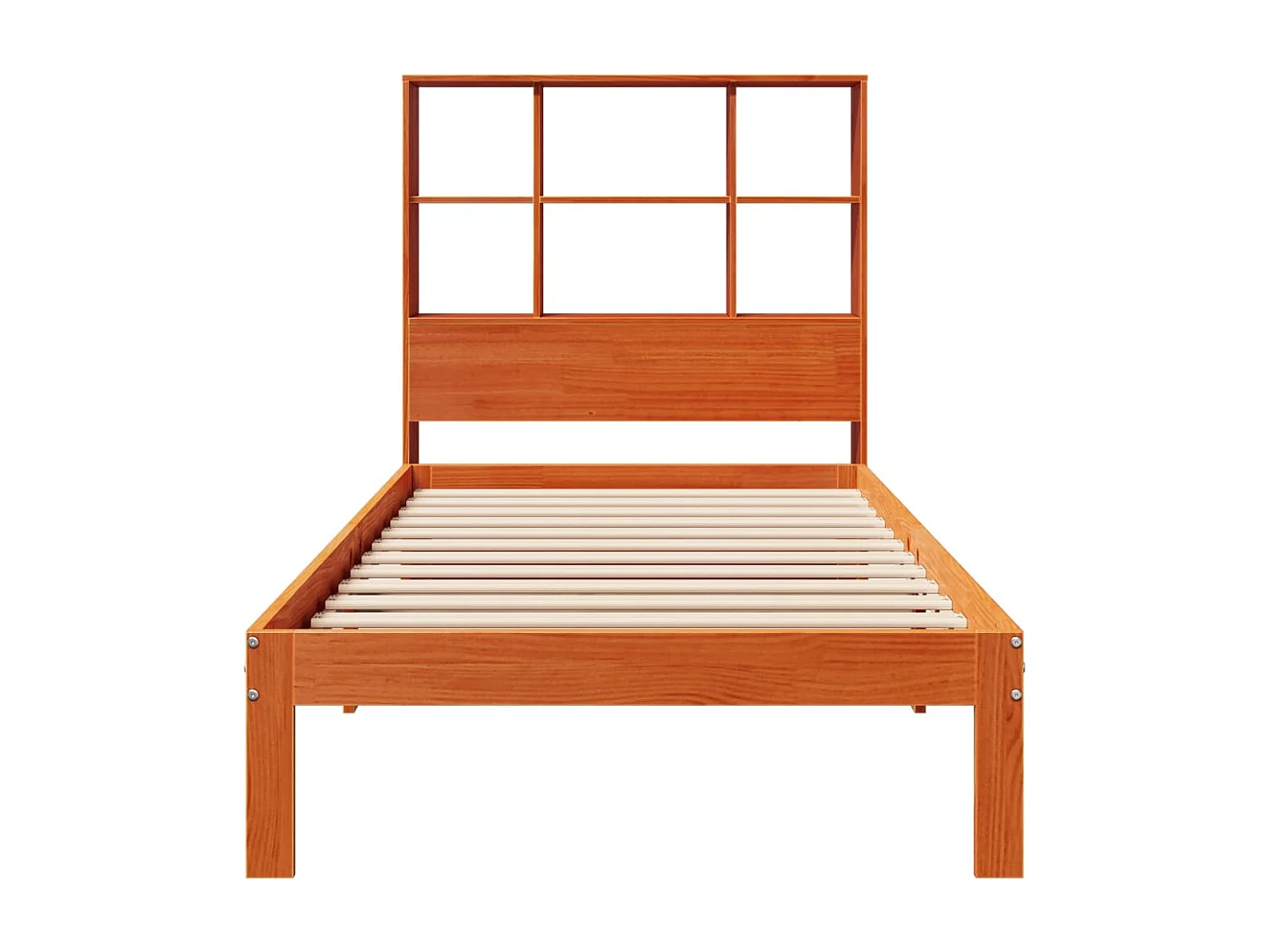 Cama con estantería sin colchón madera maciza marrón 75x190 cm