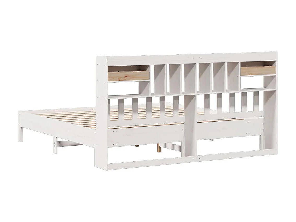 Bed met boekenkast zonder matras grenenhout wit 180x200 cm