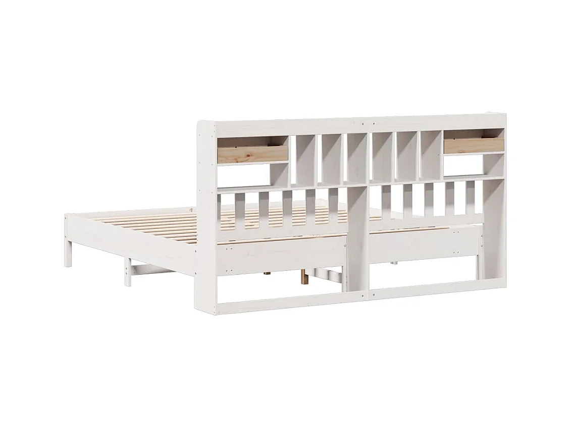 Bed met boekenkast zonder matras grenenhout wit 180x200 cm