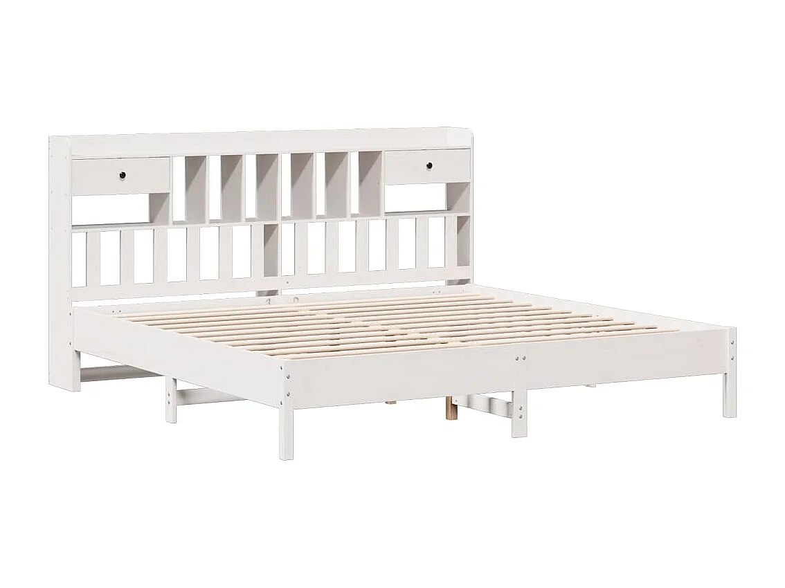 Bed met boekenkast zonder matras grenenhout wit 180x200 cm