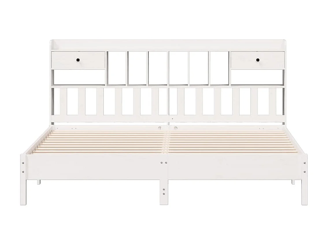 Bed met boekenkast zonder matras grenenhout wit 180x200 cm