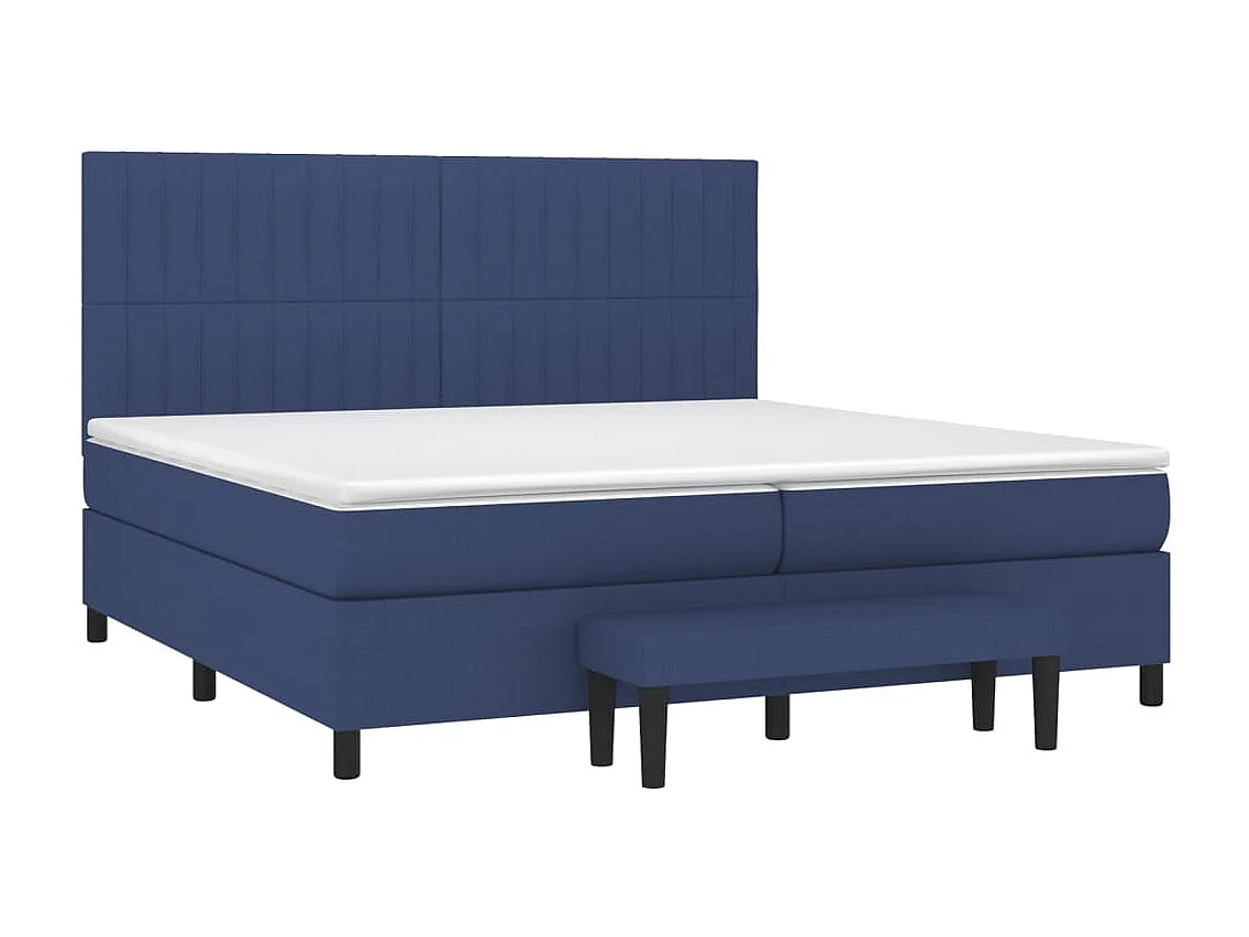 Cama box spring con colchón tela azul 200x200 cm