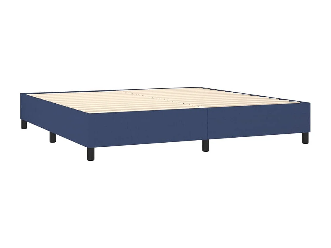 Cama box spring con colchón tela azul 200x200 cm