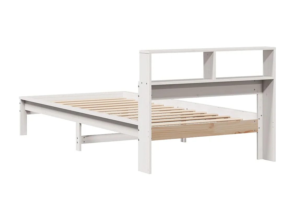Cama com estante sem colchão 100x200 cm pinho maciço branco