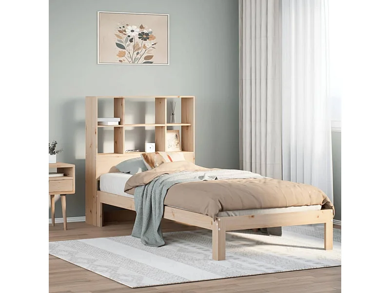 Cama con estantería sin colchón madera maciza de pino 90x200 cm