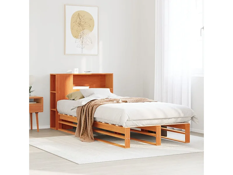 Cama com estante sem colchão 75x190 cm madeira maciça