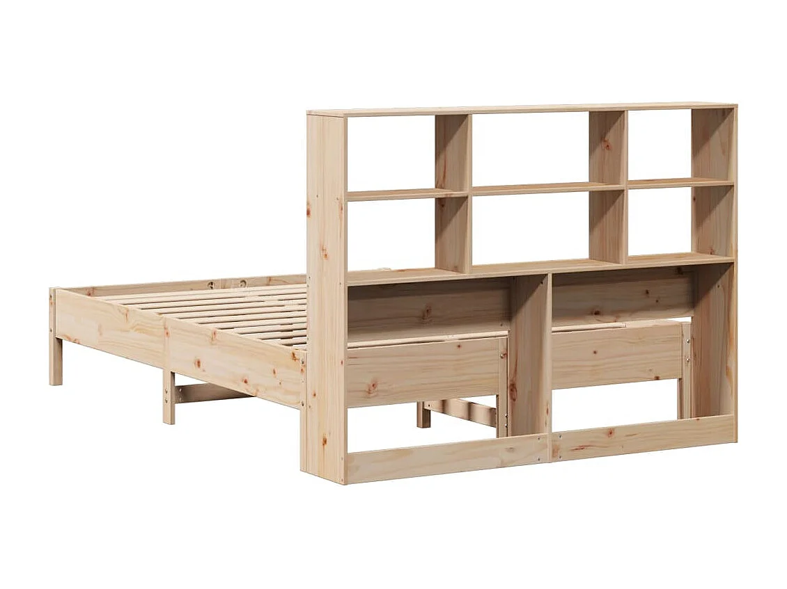 Cama con estantería sin colchón madera maciza de pino 140x190cm