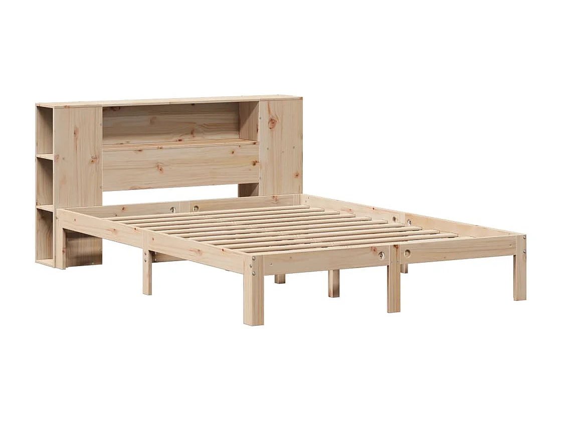 Cama con estantería sin colchón madera maciza de pino 135x190cm