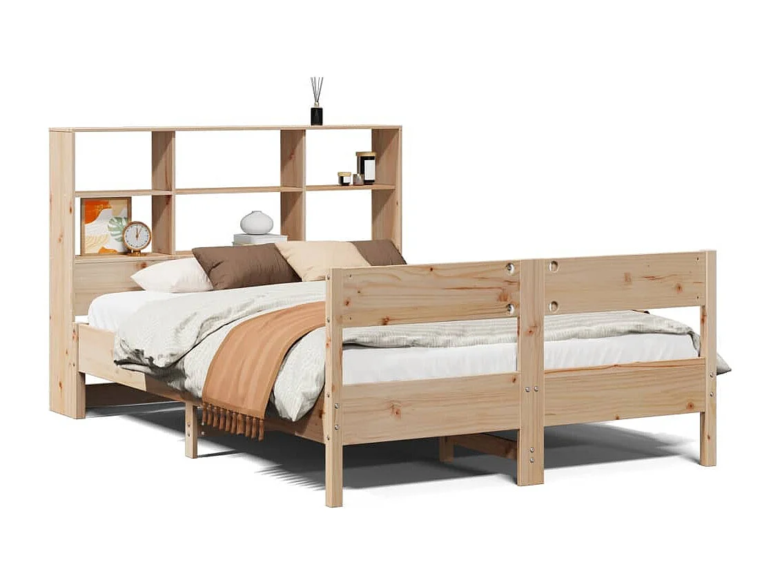 Cama com estante sem colchão 135x190 cm pinho maciço