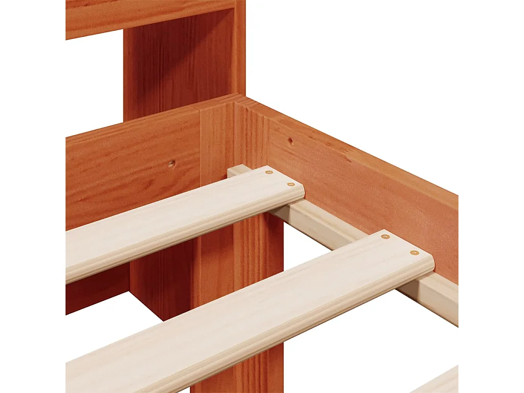 Cama com estante sem colchão 75x190cm pinho maciço castanho-mel