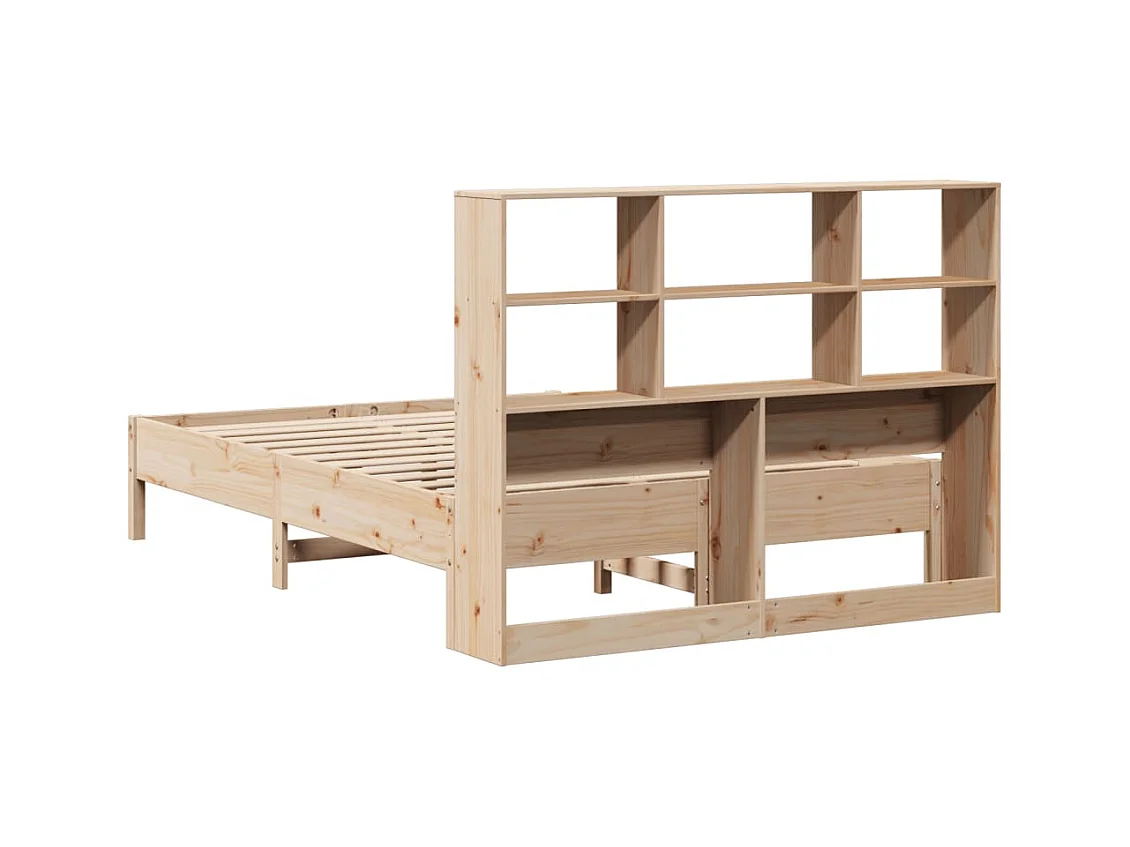 Cama con estantería sin colchón madera maciza de pino 160x200cm