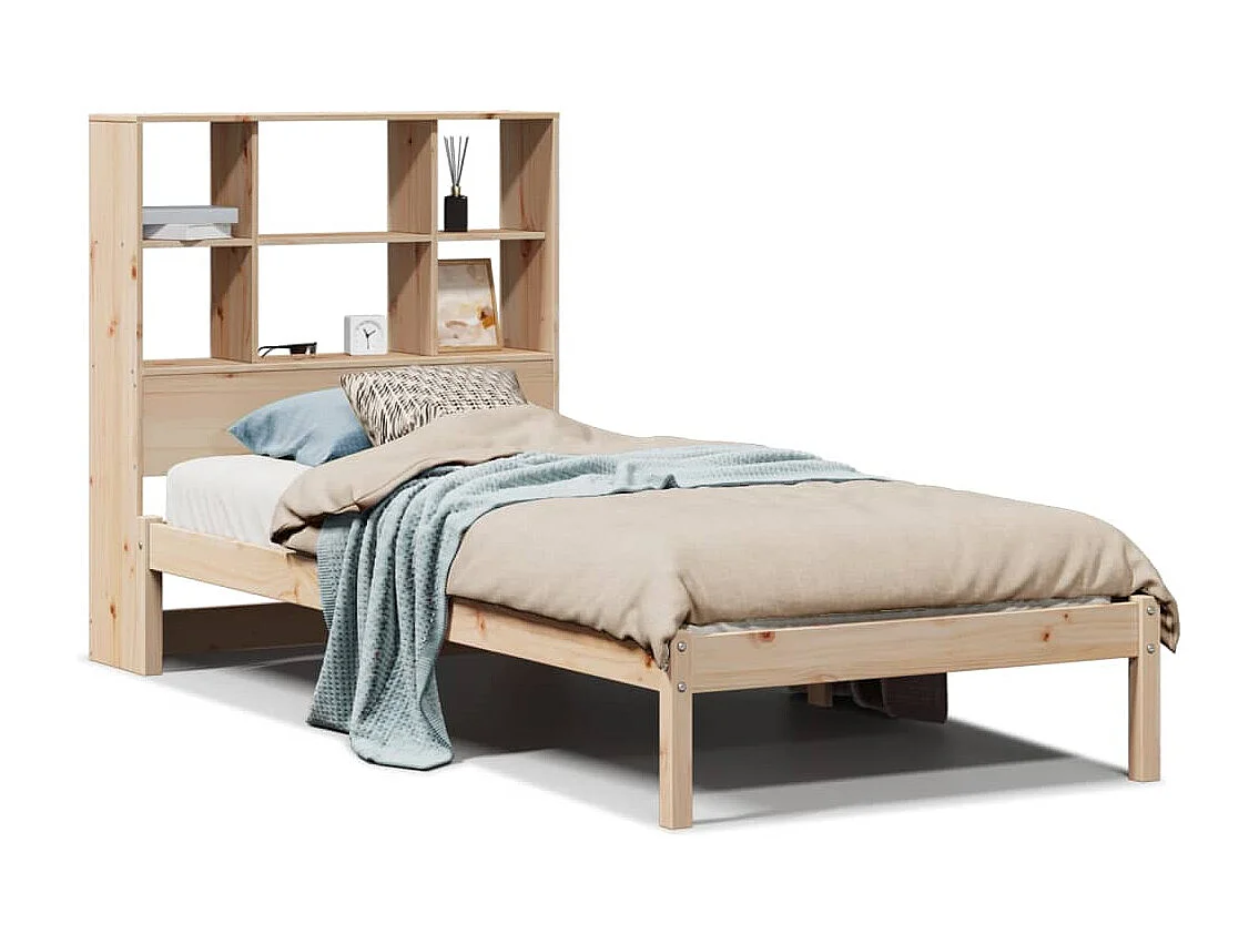 Cama com estante sem colchão 90x200 cm pinho maciço
