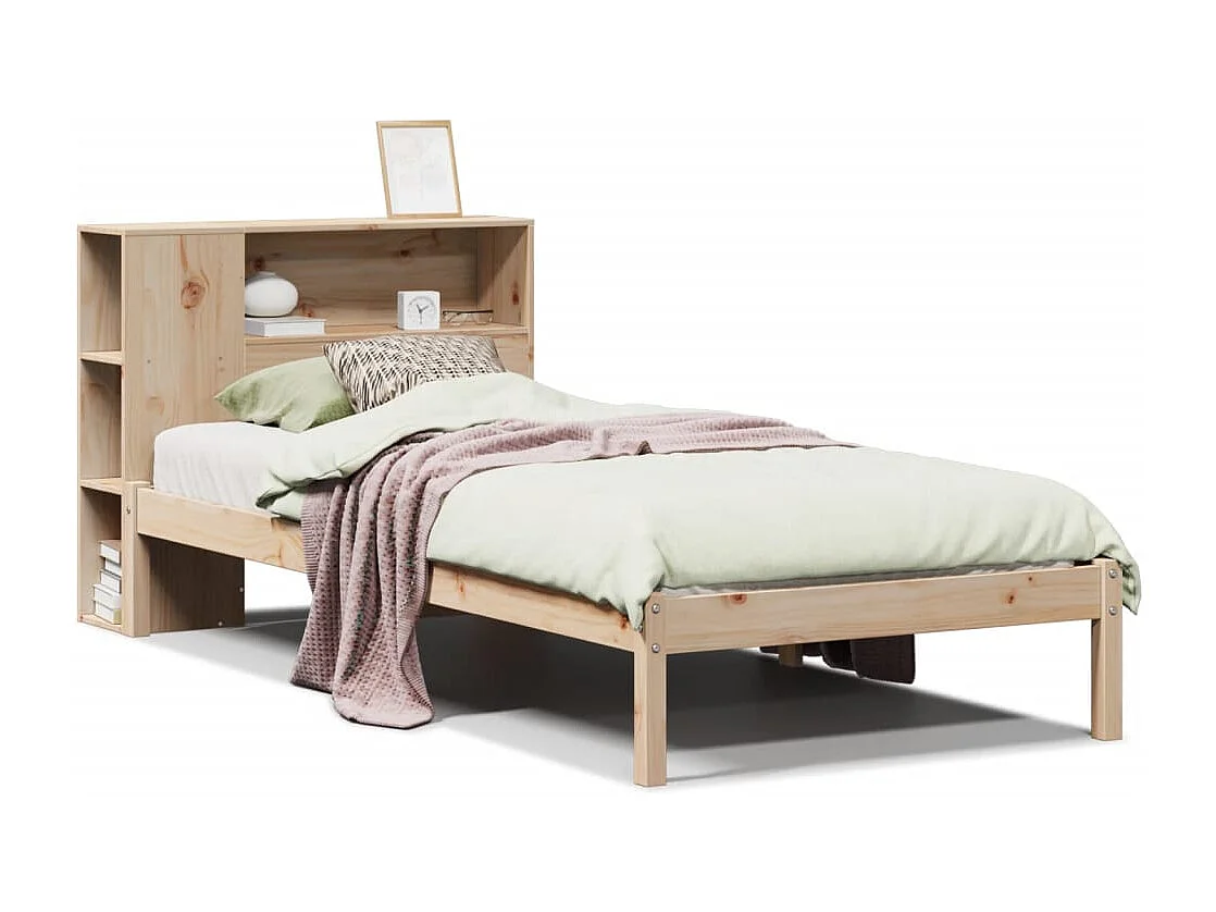 Cama con estantería sin colchón madera maciza de pino 90x190 cm