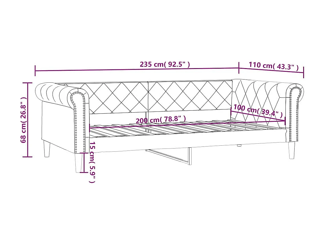 Sofá cama cuero sintético blanco 100x200 cm