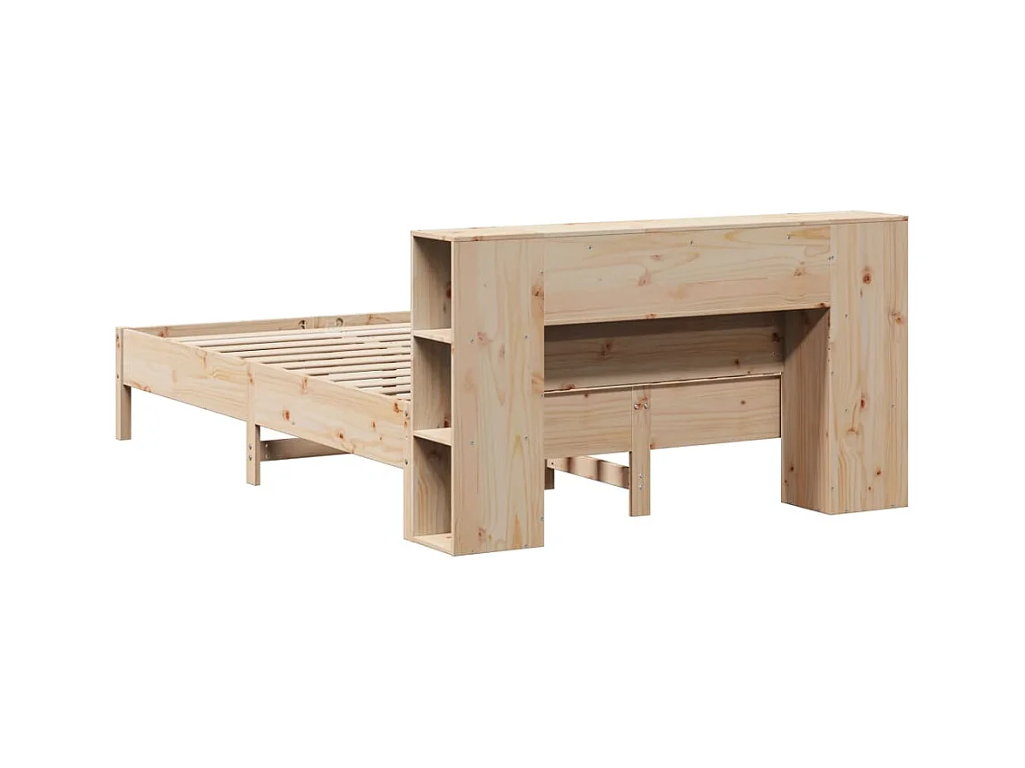 Bed met boekenkast zonder matras massief grenenhout 160x200 cm