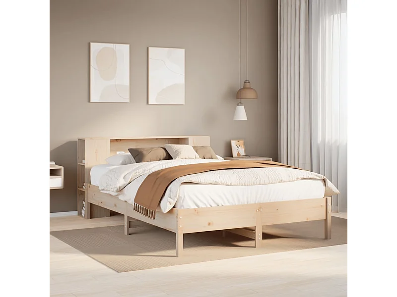 Bed met boekenkast zonder matras massief grenenhout 160x200 cm