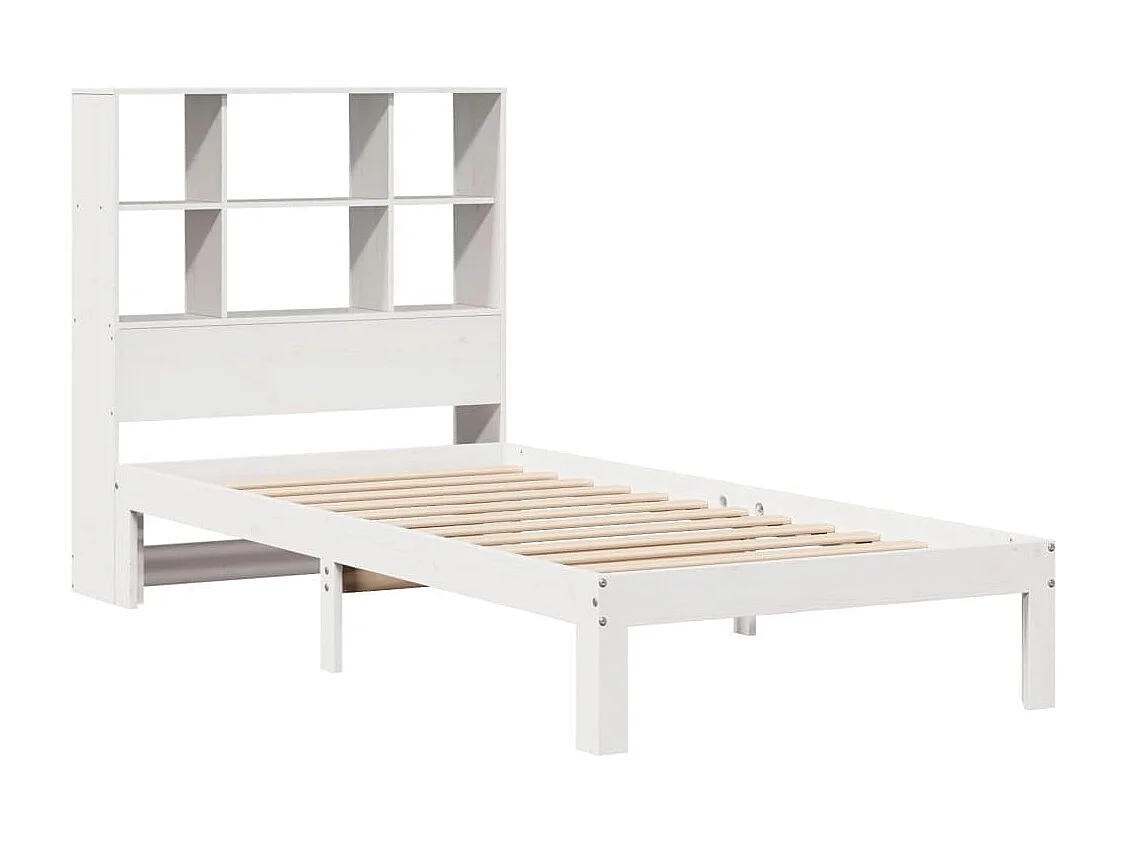Cama com estante sem colchão 90x200 cm pinho maciço branco