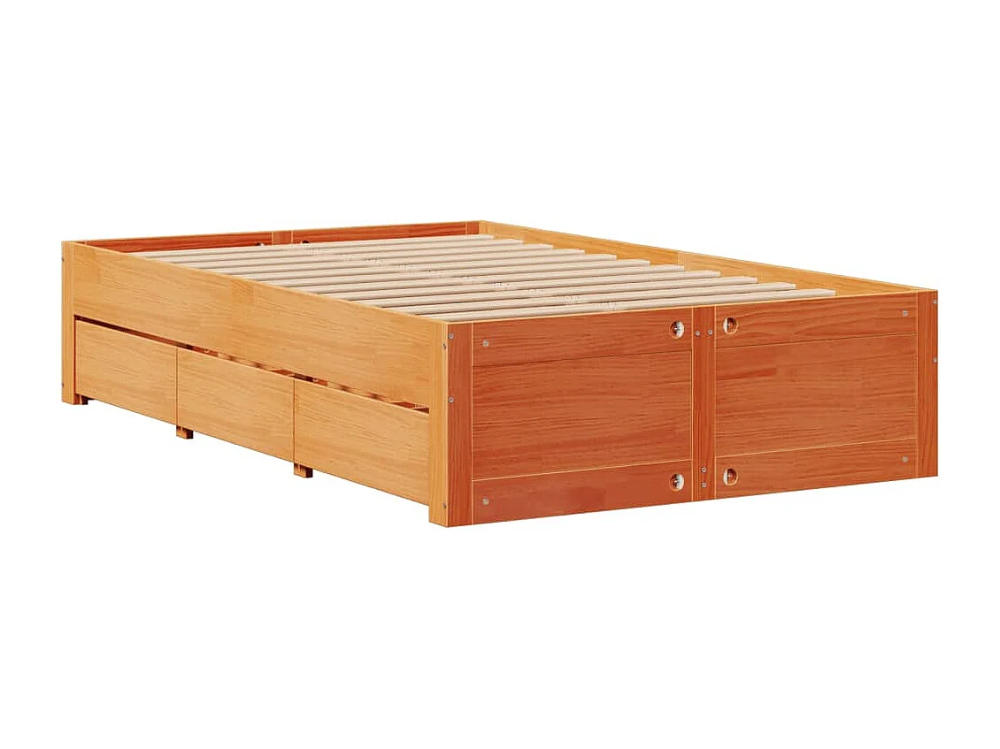 Lit bibliothèque sans matelas cire marron 120x190cm pin massif