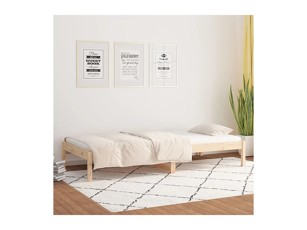 Sofá cama madera maciza de pino 90x200 cm