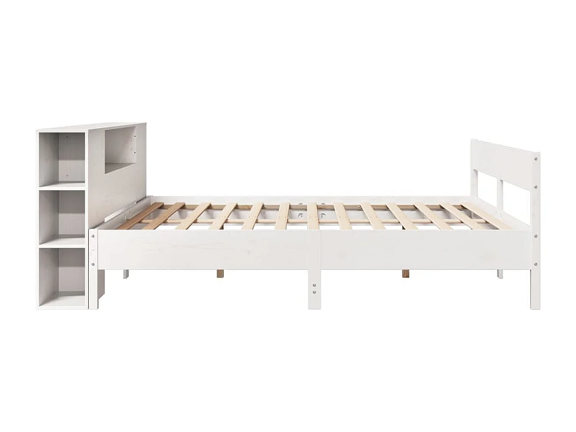 Bed met boekenkast zonder matras grenenhout wit 180x200 cm