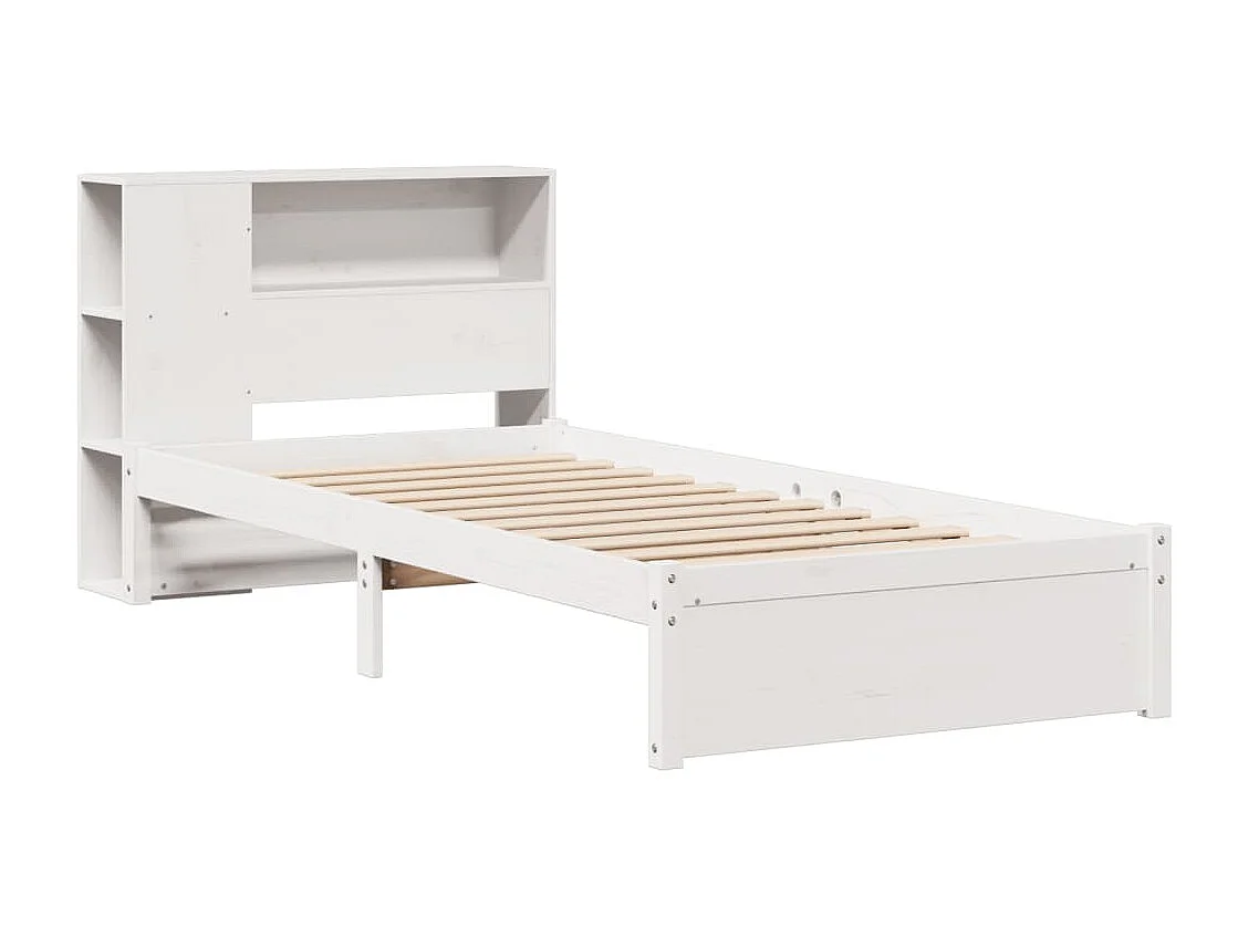 Cama com estante sem colchão 90x200 cm pinho maciço branco