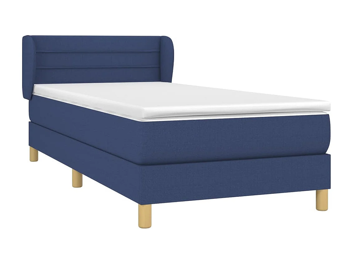 Boxspring met matras stof blauw 90x190 cm