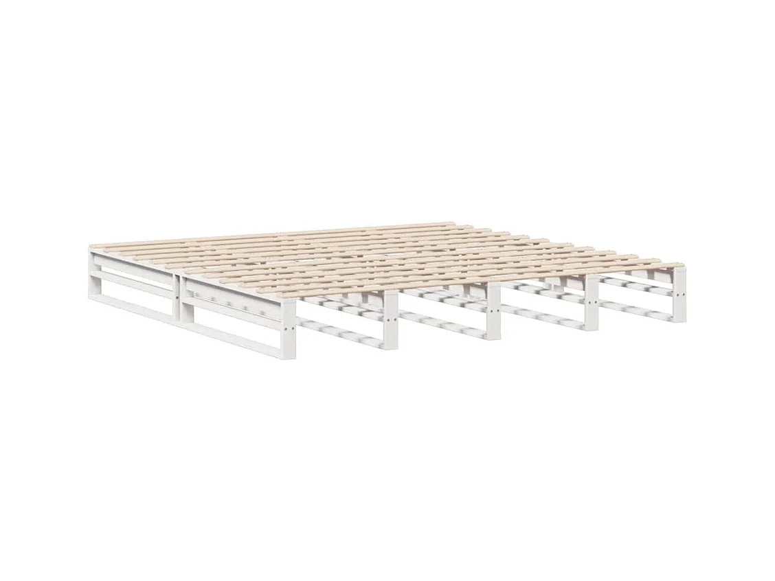 Bed met boekenkast zonder matras massief hout wit 200x200 cm