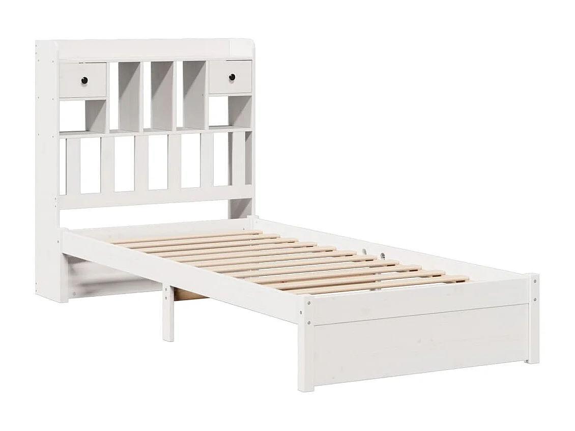 Cama com estante sem colchão 90x200 cm pinho maciço branco