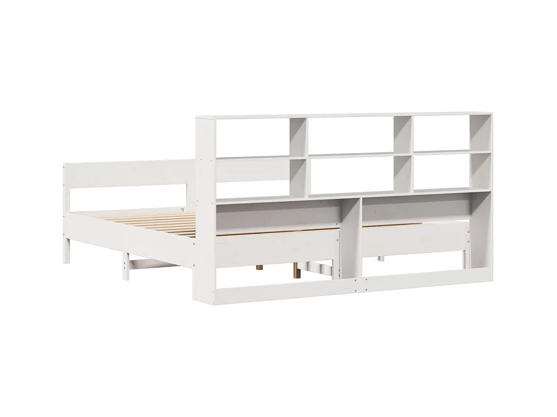 Bed met boekenkast zonder matras grenenhout wit 180x200 cm