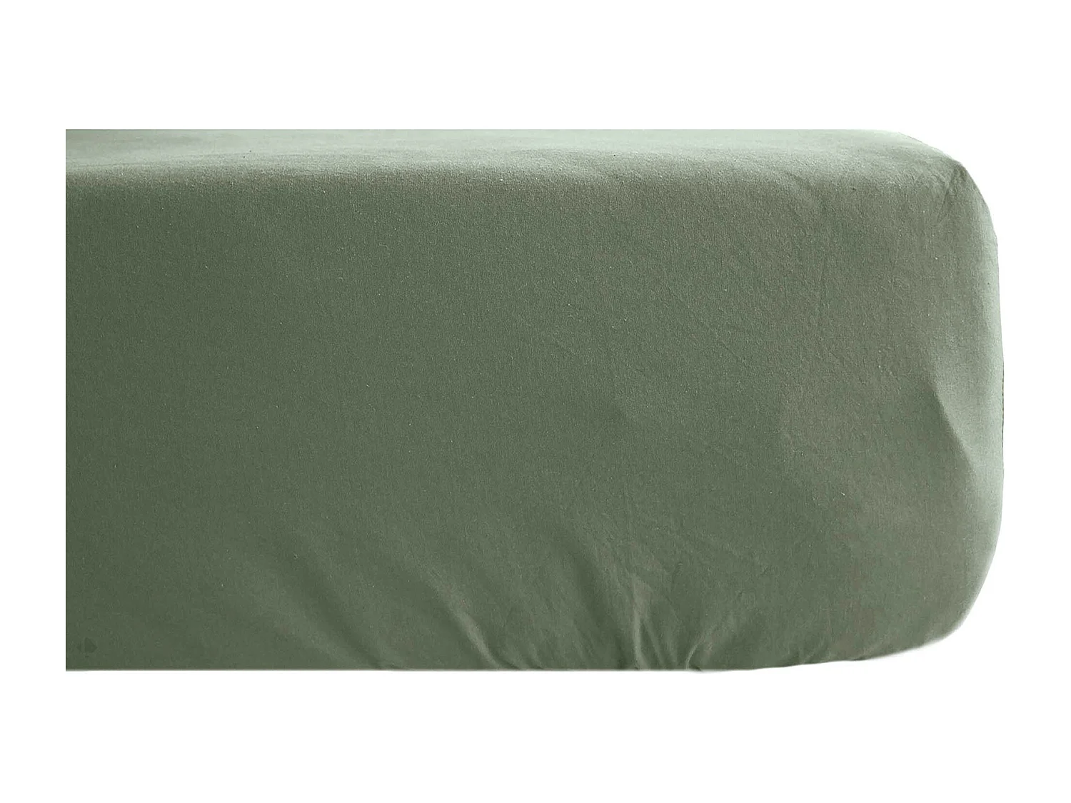 Drap housse PALACE pur coton lavé 90x190 cm bonnet 30 cm uni vert mousse