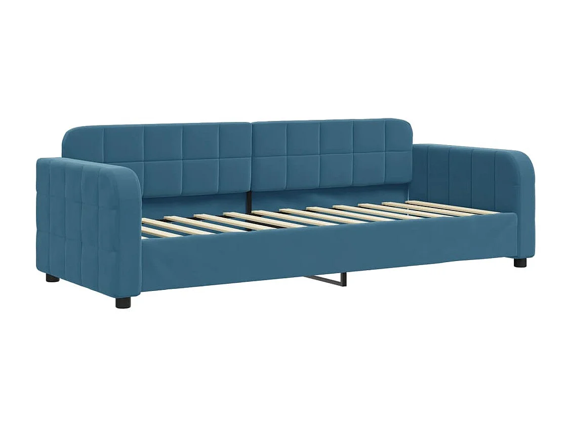 Slaapbank met onderschuifbed en lades 80x200 cm fluweel blauw