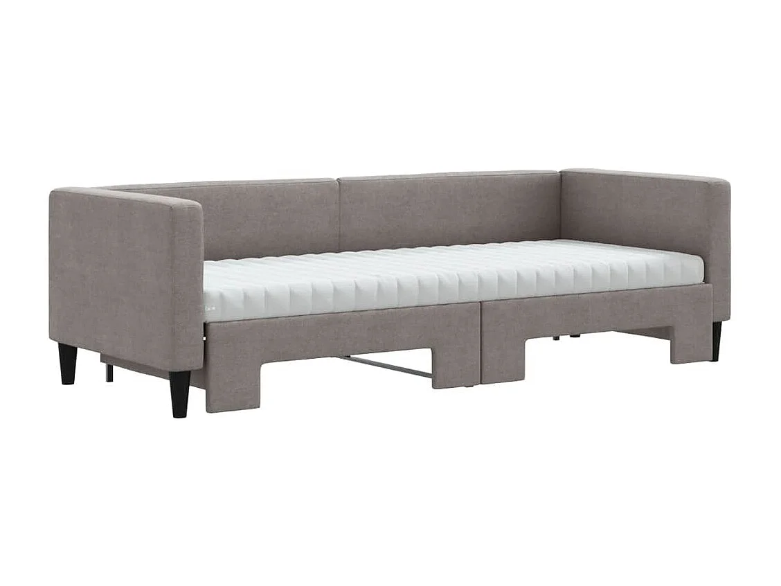 Slaapbank met onderschuifbed en matrassen 80x200 cm stof taupe