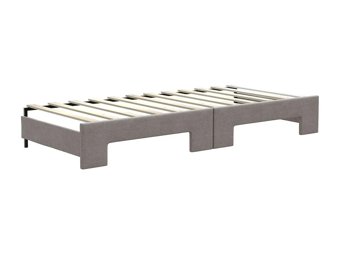 Slaapbank met onderschuifbed en matrassen 80x200 cm stof taupe