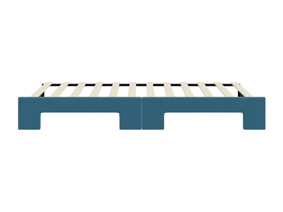 Slaapbank met onderschuifbed 90x200 cm fluweel blauw