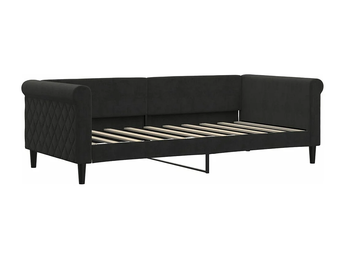 Slaapbank met onderschuifbed en lades 90x190 cm fluweel zwart