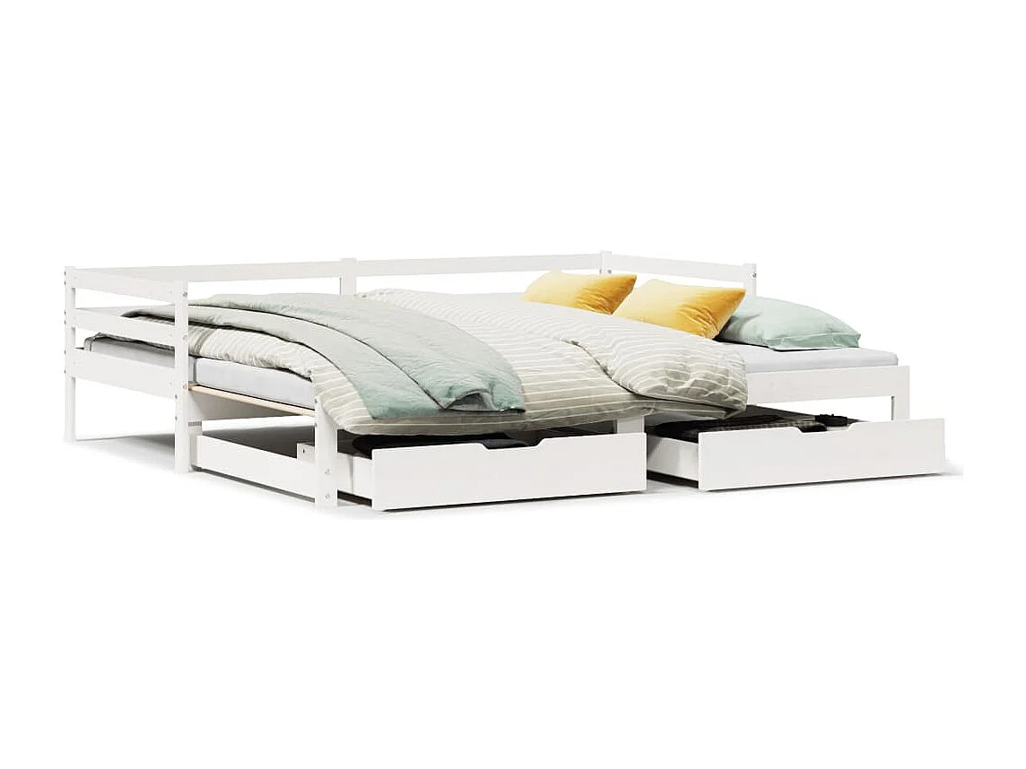 Sofá-cama c/ gavetão e gavetas branco 90x190cm madeira de pinho