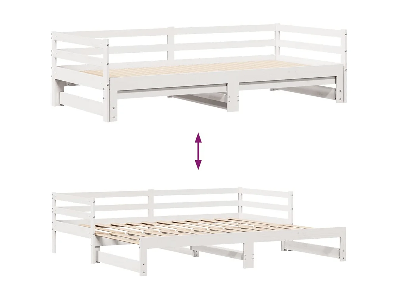 Sofá-cama c/ gavetão e gavetas branco 90x190cm madeira de pinho