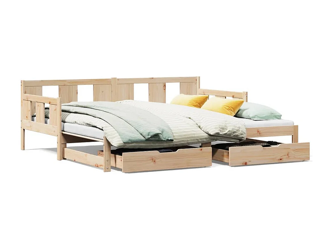 Slaapbank met onderschuifbed en lades zonder matras 90x200 cm