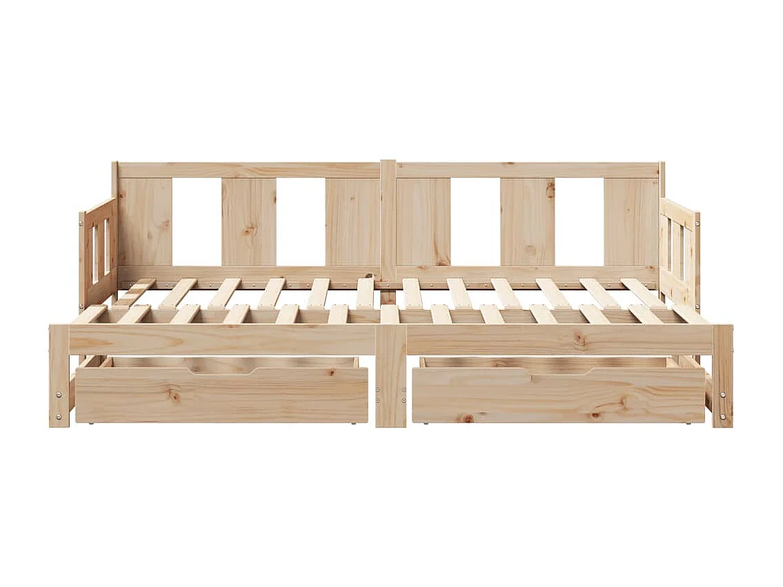 Slaapbank met onderschuifbed en lades zonder matras 90x200 cm