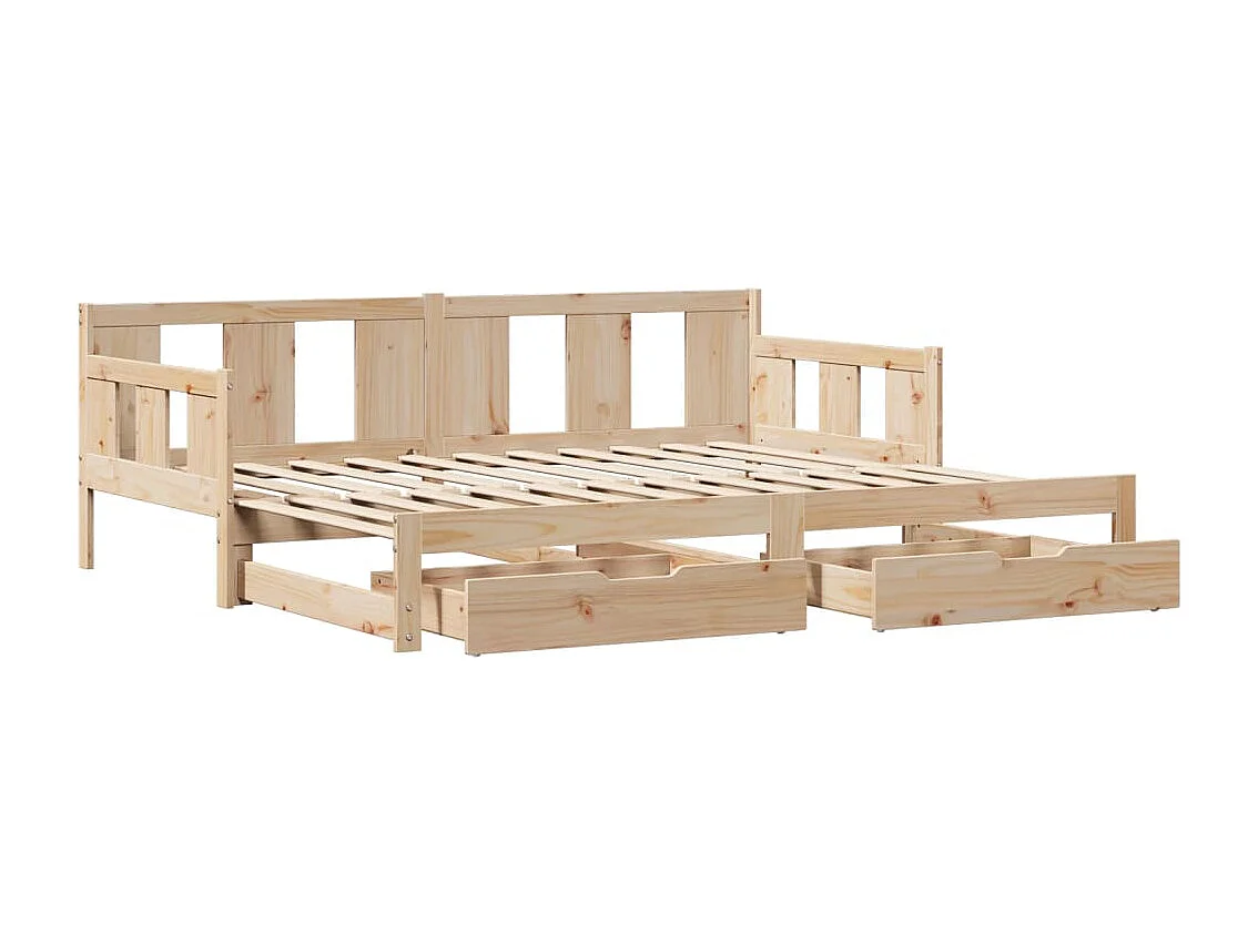 Slaapbank met onderschuifbed en lades zonder matras 90x200 cm