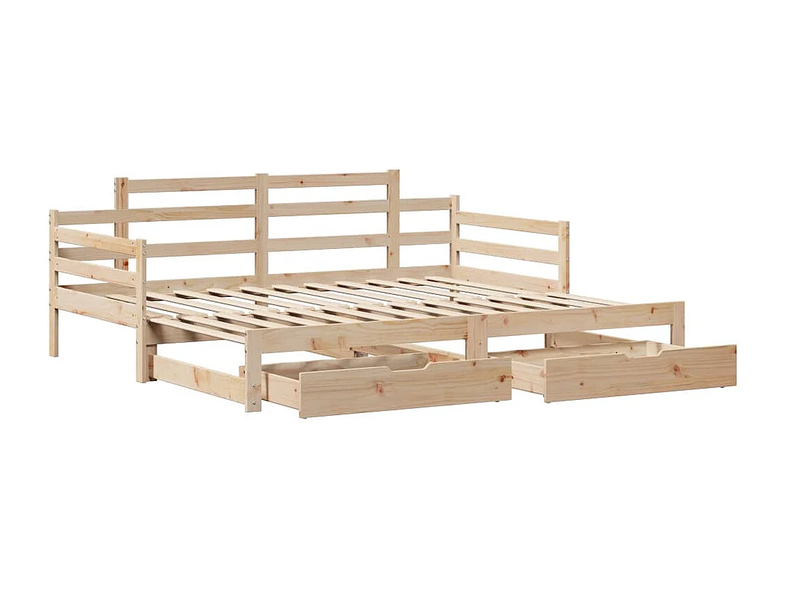 Slaapbank met onderschuifbed en lades zonder matras 80x200 cm