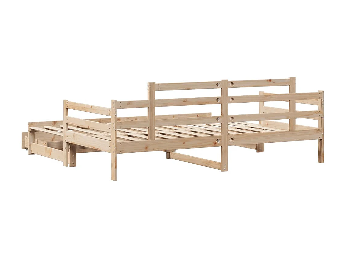 Slaapbank met onderschuifbed en lades zonder matras 80x200 cm